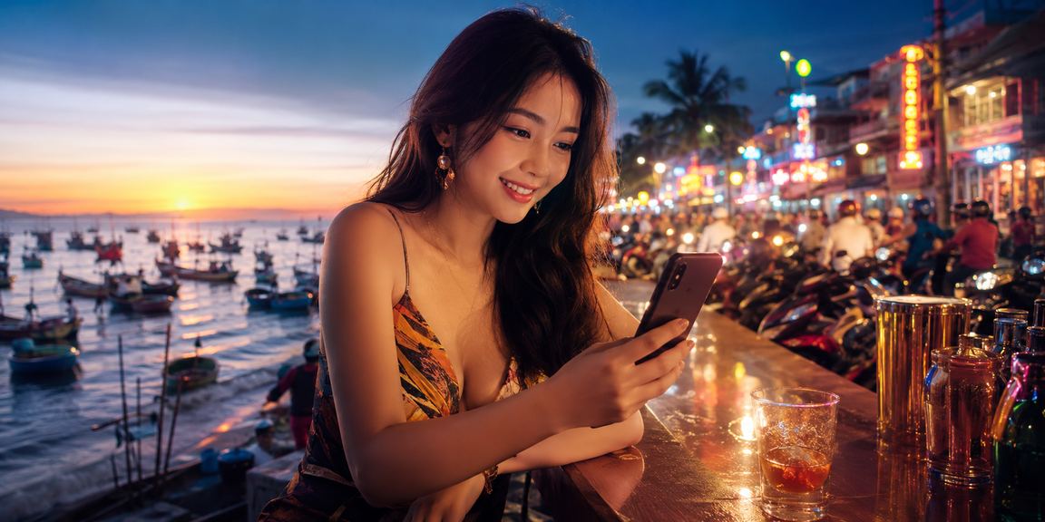 Người chơi đăng ký tài khoản casino trên điện thoại tại bãi biển Mũi Né